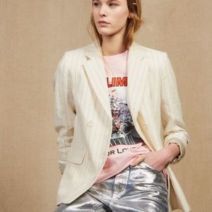 Sandro Cream Pinstripe Blazer